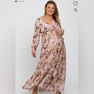 PinkBlush Pink Floral Chiffon Maternity Plus Maxi Dress